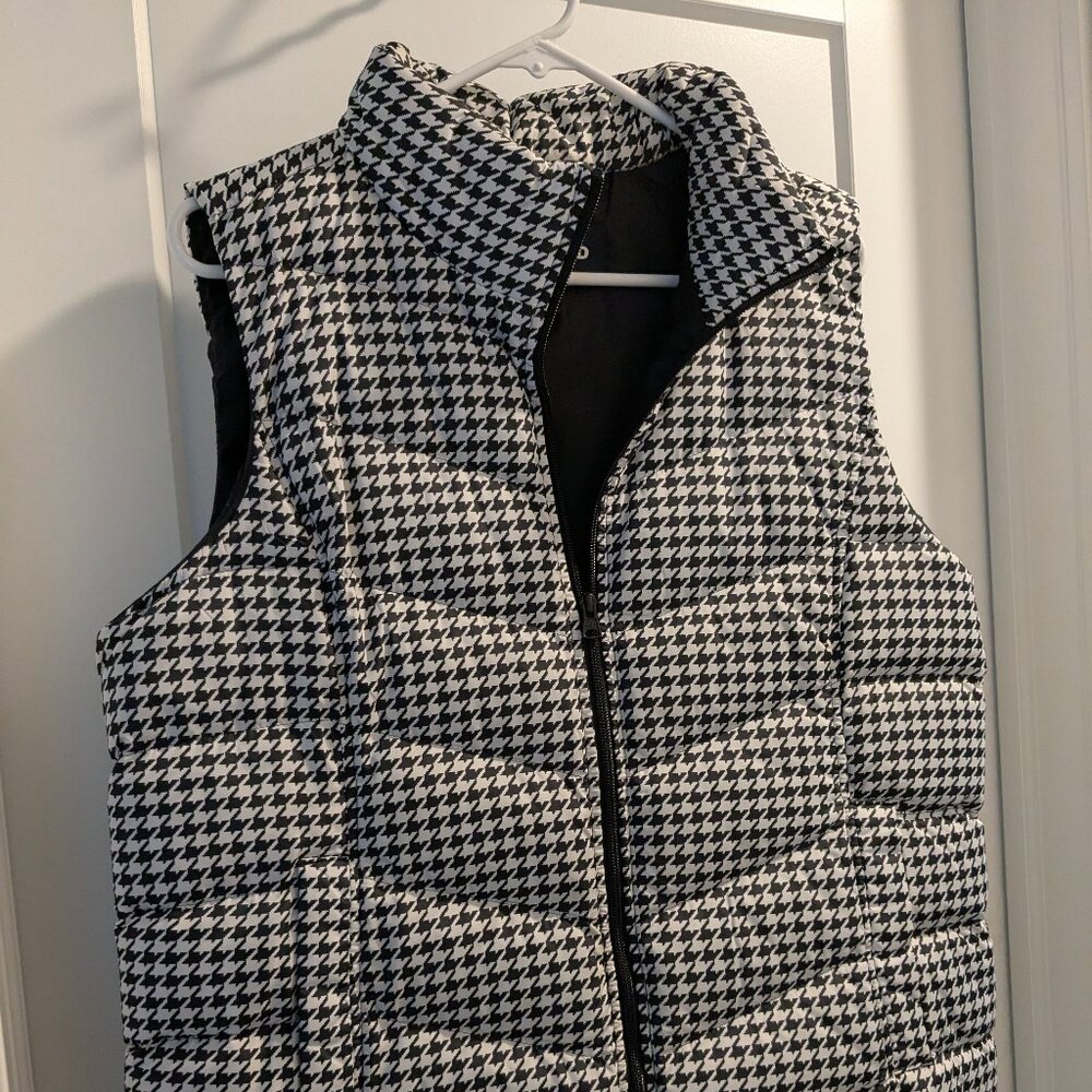 Lands' End Women's Large Houndstooth Quilted Vest